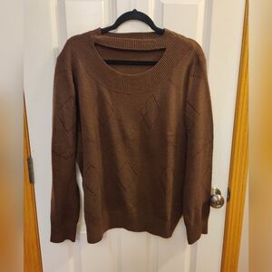 Brown Diamond Knit Women's Sweater